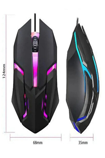 starnewstore 🖱️ 1200 Dpı Rgb Işıklı Kablolu Gamer Mouse | Siyah Renk, Ergonomik Ve Modern Tasarım