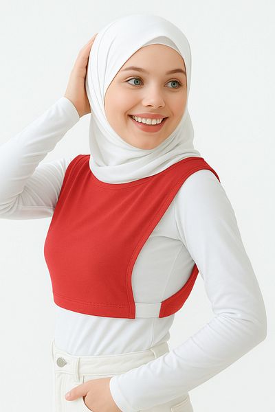 mirach Μαλακό φρέσκο ύφασμα Pomegranate Color - Stand Collar Αμάνικο Crop Top |   Εσώρουχα Hijab