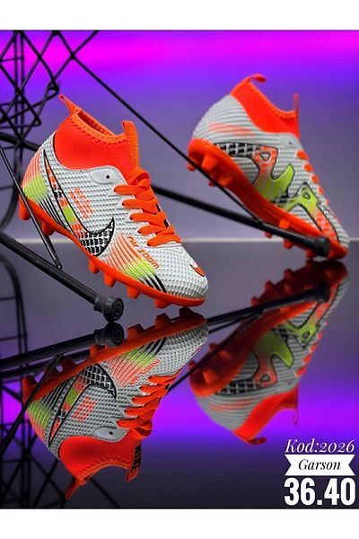 PERFORMANS EFA Children's Football Boots - Yellow, White and Orange Socks