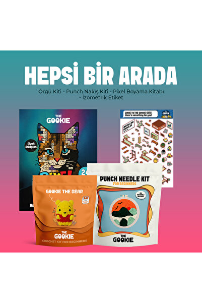 The Gookie Hepsi Bir Arada Hobi Paketi, Amigurumi Örgü Seti, Punch Nakış Kiti, Sticker Ve Çocuklar İçin Örgü