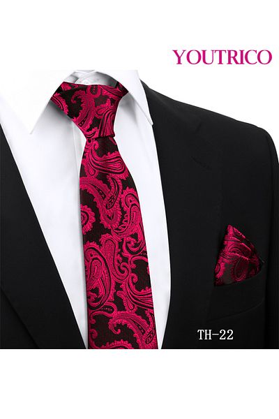 Youtrico Tie and Handkerchief Set-Artisanal Business 2PCS Handmade Formal Hanky Suit
