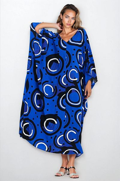 VAGGON Φόρεμα Maxi Size με στάμπα βισκόζης Plus Size
