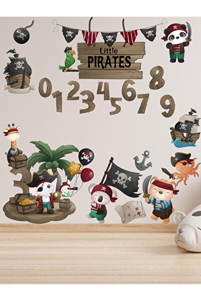 MAARS Sayılı Sevimli korsanlar 22 parça 100*100 cm çocuk odası sticker