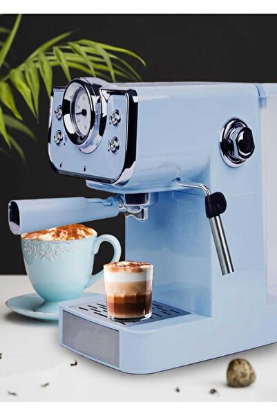 Generic Espresso Coffee Machine 20 Bar – 1.5L Blue Barista Maker with Thermometer, Dual Stainless Steel Fi