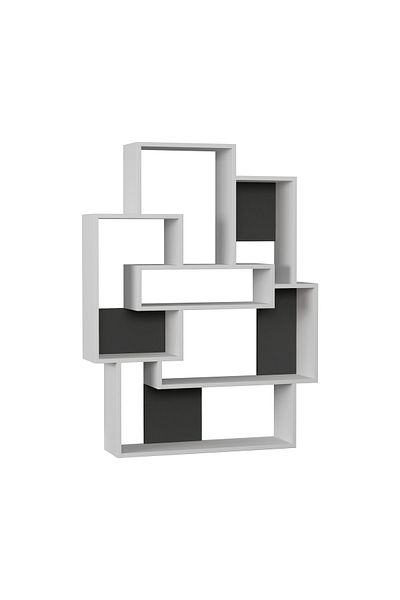 Mourah Home وحدة عرض مكتبة بارس الحديثة باللون الأبيض والرمادي