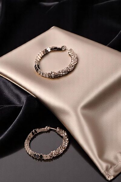 HFKY Women's Hoop Earrings. Stoned Hoop Earrings. Sequin Look Stone Design Earrings.