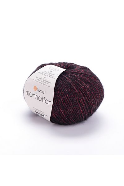 Yarnart Manhattan - Glitter Hand Knitting νήμα Μαύρο-κόκκινο Glitter-904