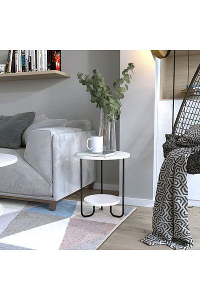 Mourah Home Corro Modern Side End Table White Multipurpose