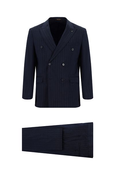 Abdullah Kiğılı Linen Striped Regular Fit Double Breasted Suit