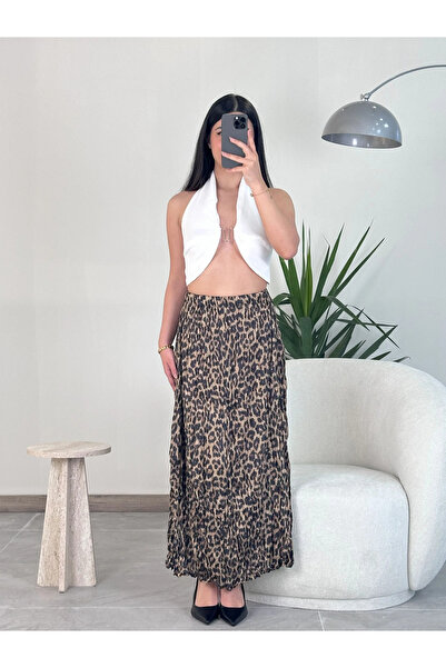 Kyra Studios تنورة بني 2265 تول ليوبارد