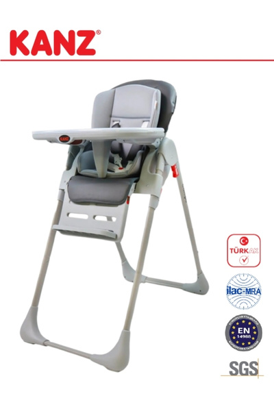 Kanz Campo Mama Sandalyesi Portatif Katlanır Yükseklik Ayarlı Tekerlekli Iç Pedli Dark Grey