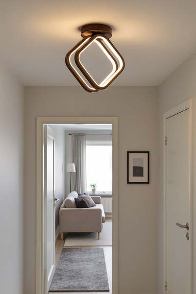 Modavize Şakira Modern Tasarım Yatak Odası - Salon - Mutfak Hol Kahverengi Renk Beyaz Ledli 2 Li Led Avize