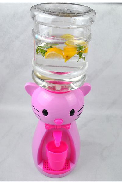 Funtik Leakproof Water Dispenser for Children with Pink Pink Cat Figure 1.9 Liter Large Size Cup 50 cm