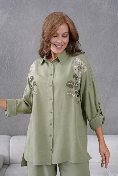 BURRASCA Embroidered Stone Linen Suit