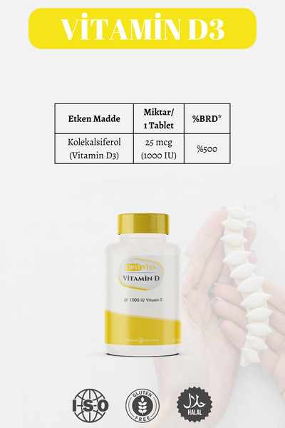 Optivita Vitamin D3 1000 Iu – Bağışıklık Ve Kemik Desteği 50 Çiğneme Tableti