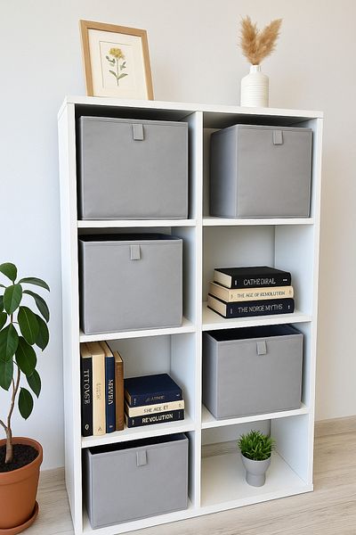 harev home collection 3 Pieces Gray Coverless Closet Laundry and Toy Organizer - Folding Storage Box 30X30X30