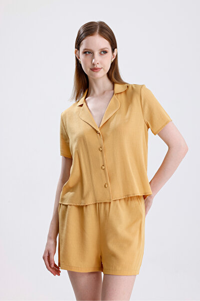 Laperissa Women's Summer Pajamas Set with Shorts Short Sleeve, Light Fabric Home Wear