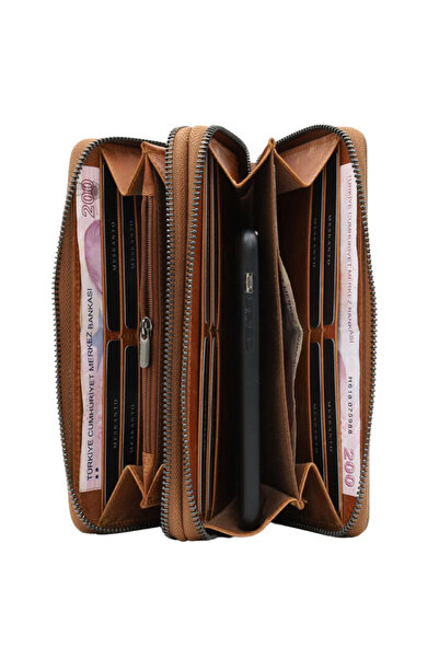 Meskanto Ultra Genuine Leather Double Zipper Wallet
