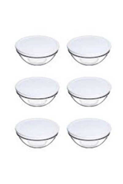 Paşabahçe 53553 وعاء أبيض بغطاء 6 قطع 14 سم