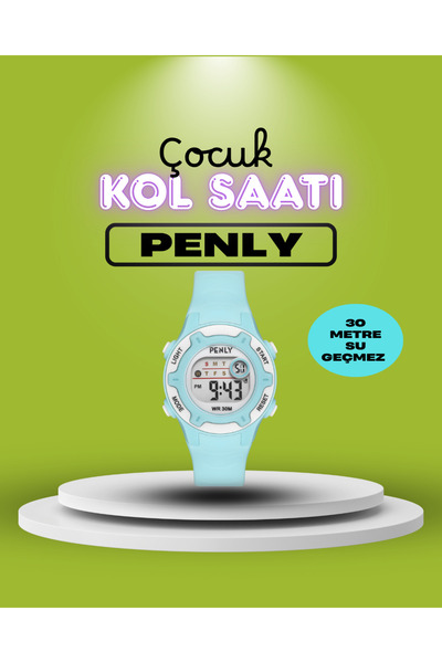 Penly Dijital 8203 Su Geçirmez Çocuk Kol Saati Yeni Model Turkuaz 4 Renk Kron...