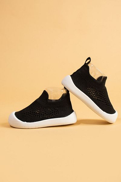 Mumenim Luuq Baby - Kids Flexible Orthopedic Soft Sole Stylish Black First Step Sports Shoes - Sports Sneaker