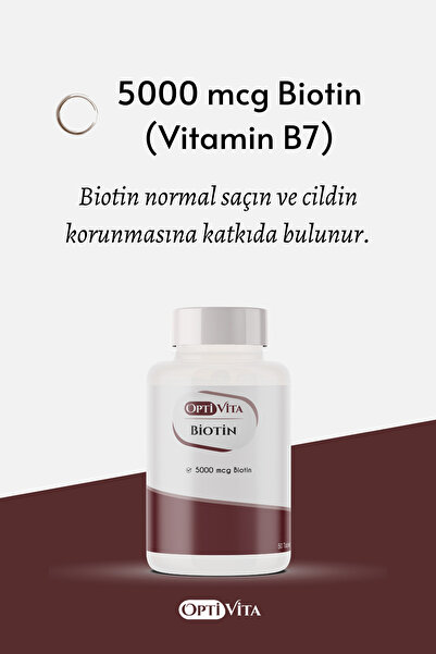 Optivita Biotin 5000 Mcg – Saç, Cilt Ve Tırnak Desteği (VİTAMİN B7) 50 Tablet