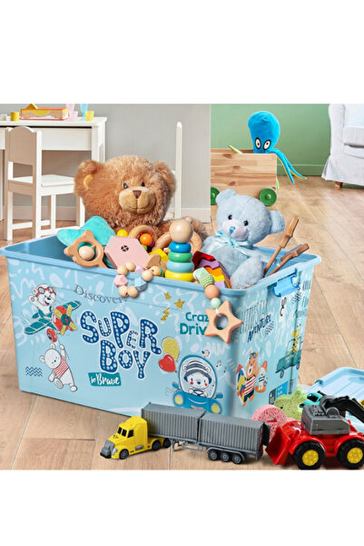 Loremp Oyuncak Saklama Kutusu Çok Amaçlı Saklama Kutusu 60 Lt Mavi