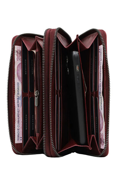 Meskanto Ultra Genuine Leather Double Zipper Wallet