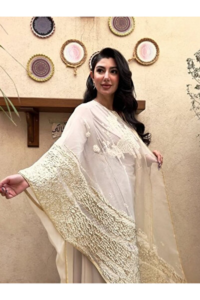 fiore fashion Suit Cotton Inner Dress Color Beige Coming Kaftan Abaya Bisht Thin Fabric Is Suitable for Size 38-46 145 cm