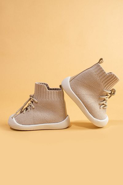 Mumenim Berbera Unisex Παιδικό και βρεφικό προστατευτικό δακτύλων, αντιολισθητική ορθοπεδική σόλα μπεζ First Step Boots Παιδικές μπότες