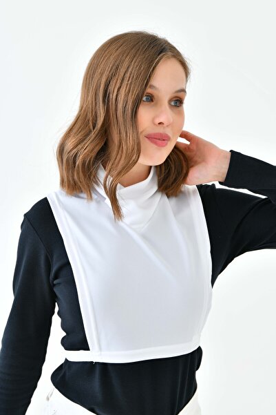 mirach Συσκευασία με 2 λαιμόκοψη V-λαιμόκοψη Σταυρός γιακάς Σώμα γιακάς λαιμός Λευκό και μαύρο μπλουζάκι Μπλούζα Hijab Γιακάς λαιμού Αμάνικο