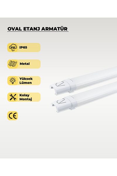 AC AYDINLATMA 6500K White Light - 18W Oval LED Waterproof Luminaire 2 Pieces