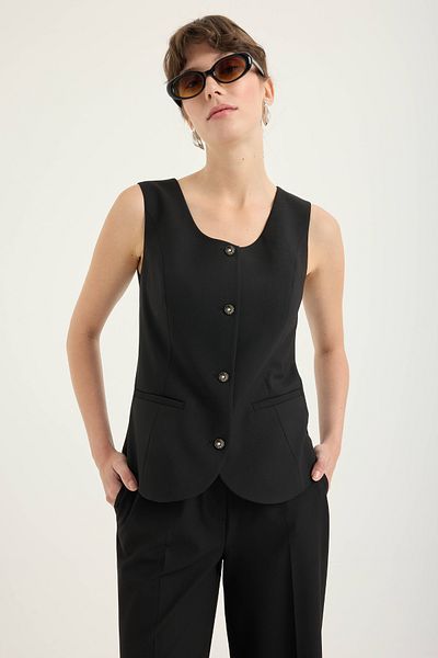Masha Kate Pearl Buttoned Vest