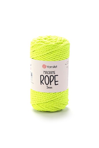 Yarnart Σχοινί Macrame 3 mm - Μακραμέ Χειροποίητο Σχοινί Πλεκτομηχανής Highlighter Green-801