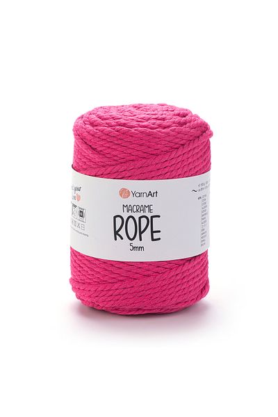 Yarnart Σχοινί Macrame 5 mm - Μακραμέ Χειροποίητο Πλεκτό Σχοινί Highlighter Pink-803