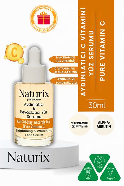 Naturix Brightening and Whitening Face Serum |   Vitamin C |   Alpha-Arbutin & Niacinamide |   30 ml