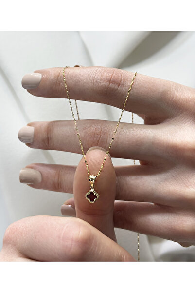 DİAMİNE PIRLANTA 14 Ayar Altın Mini Taşlı Yonca Kolye