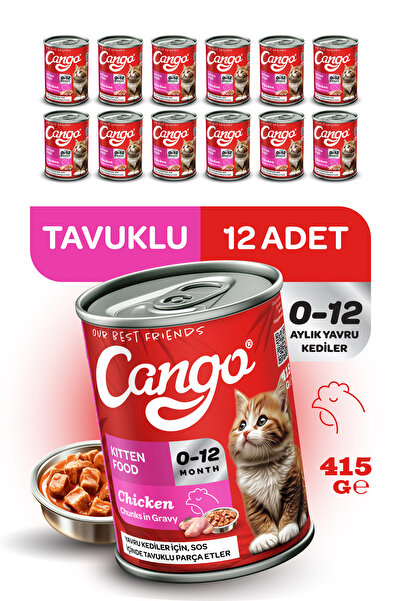 Cango Yavru Yaş Kedi Maması Tavuklu 415gr 12li
