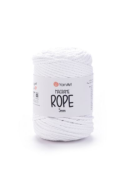 Yarnart Σχοινί Macrame 5 Mm - Μακραμέ Χειροποίητο Πλεκτό Σχοινί Λευκό-751