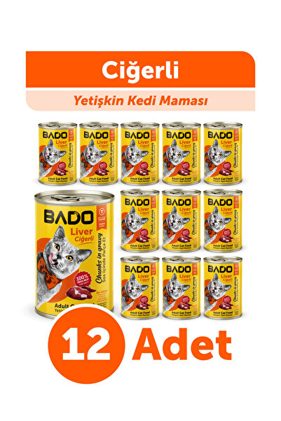 Bado Yetişkin Yaş Kedi Maması Ciğerli 400gr 12li