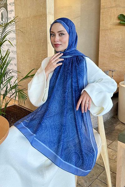 lamelif.com Şal din bumbac cu model retro Indigo