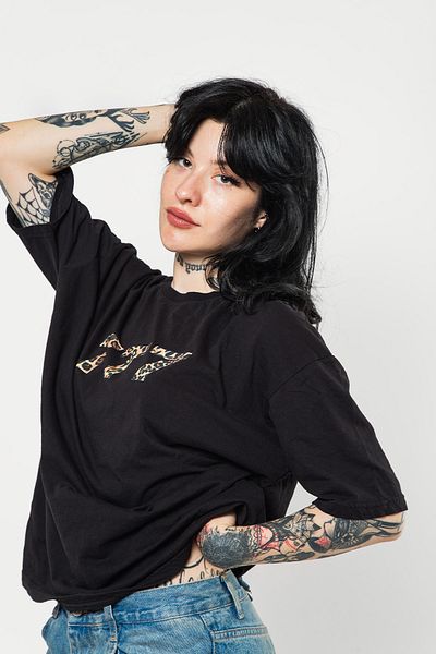 Sekizbiraltı 777 Leopard Printed Oversize Unisex Premium Μαύρο Tshirt