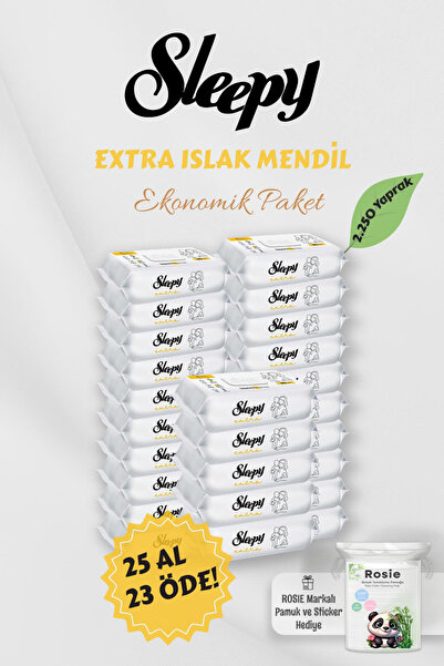Sleepy 25 Al 23 Öde 90 Lı Extra Islak Bebek Havlusu Ve Rosıe Pamuk Hediyeli