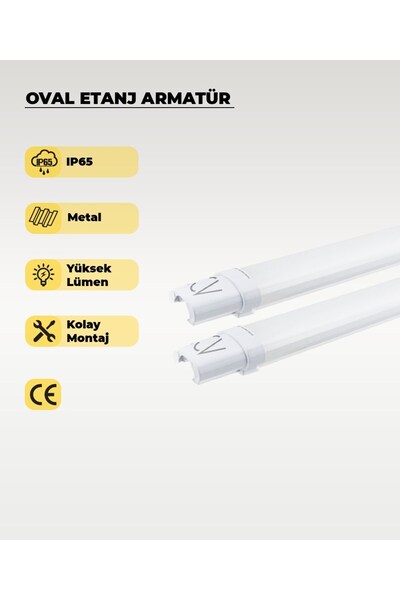 AC AYDINLATMA 36w Oval Led Etanj Armatür Beyaz Işık 2'li