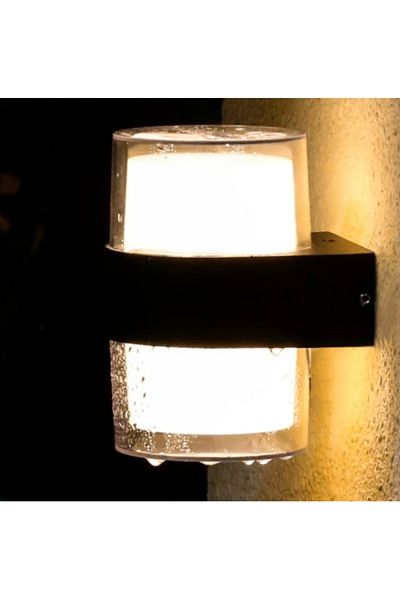Cata Bora 12w Cylinder LED Wall Sconce - 3200k Daylight, IP54 Double Sided