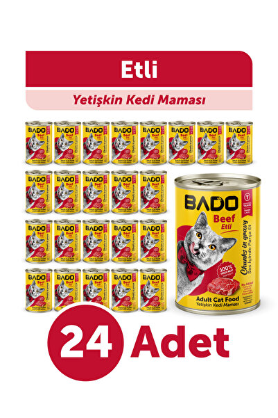 Bado Yetişkin Yaş Kedi Maması Etli Biftekli 400Gr 24'lü