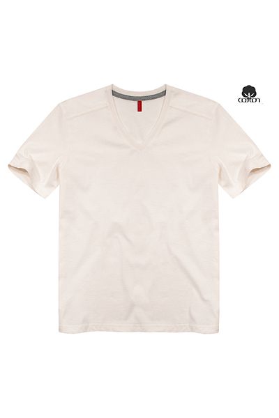 Cottonland Ανδρικό AMADEUS Κανονικό Σχεδιασμό V-Neck Βαμβακερό Βαμβακερό T-Shirt BONE