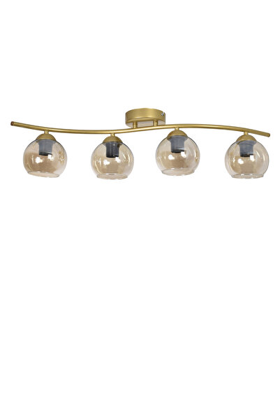 Modavize Maça Modern Tasarım - Salon Yatak Odası Mutfak Yemek Masası Eskitme Renk Bal Camlı 4 lü Avize