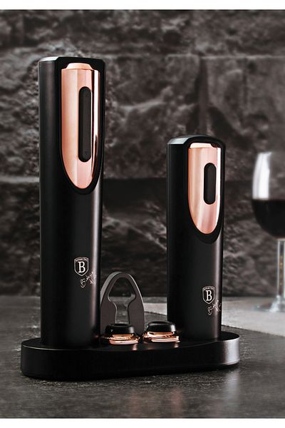 Berlinger Haus Electric Wine Corkscrew Chiller Vacuum Pump For Wine Gift Set Black Rose Collection