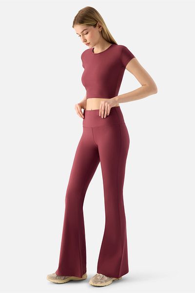 Superstacy Melina High Waist Flared Leg Dusty Rose Sports Leggings